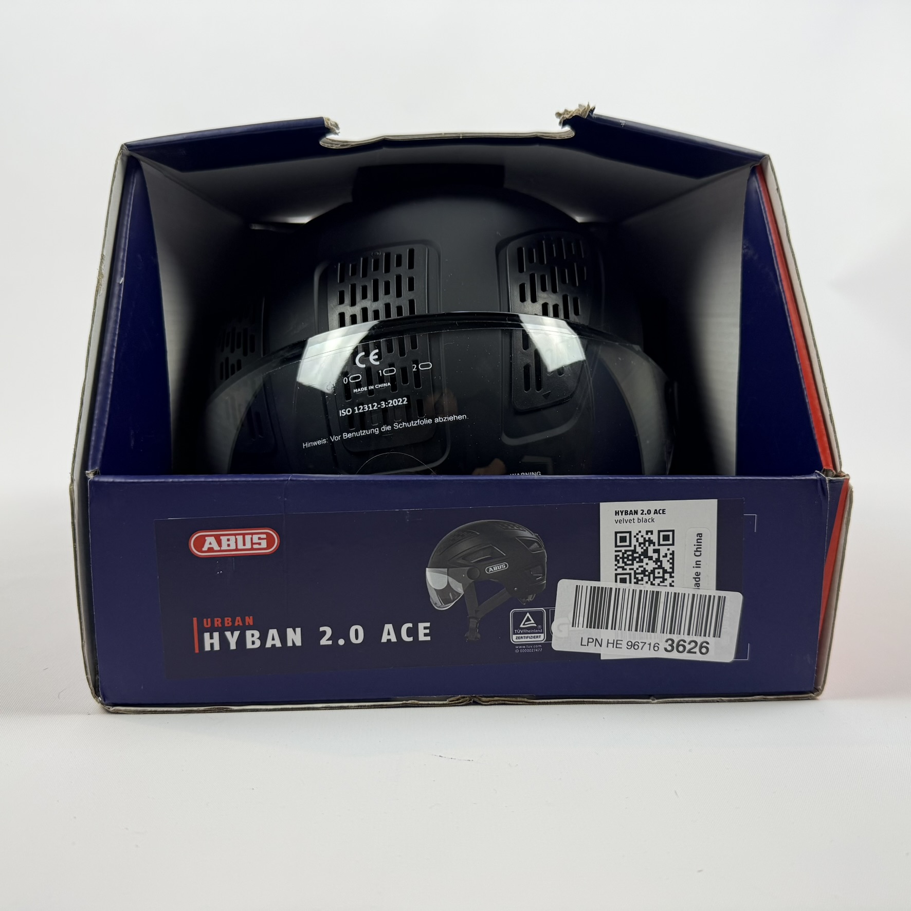 ABUS Hyban 2.0 ACE – kask rowerowy miejski z wizjerem i oświetleniem LED | Velvet Black | M (52–58 cm) - obrazek 10