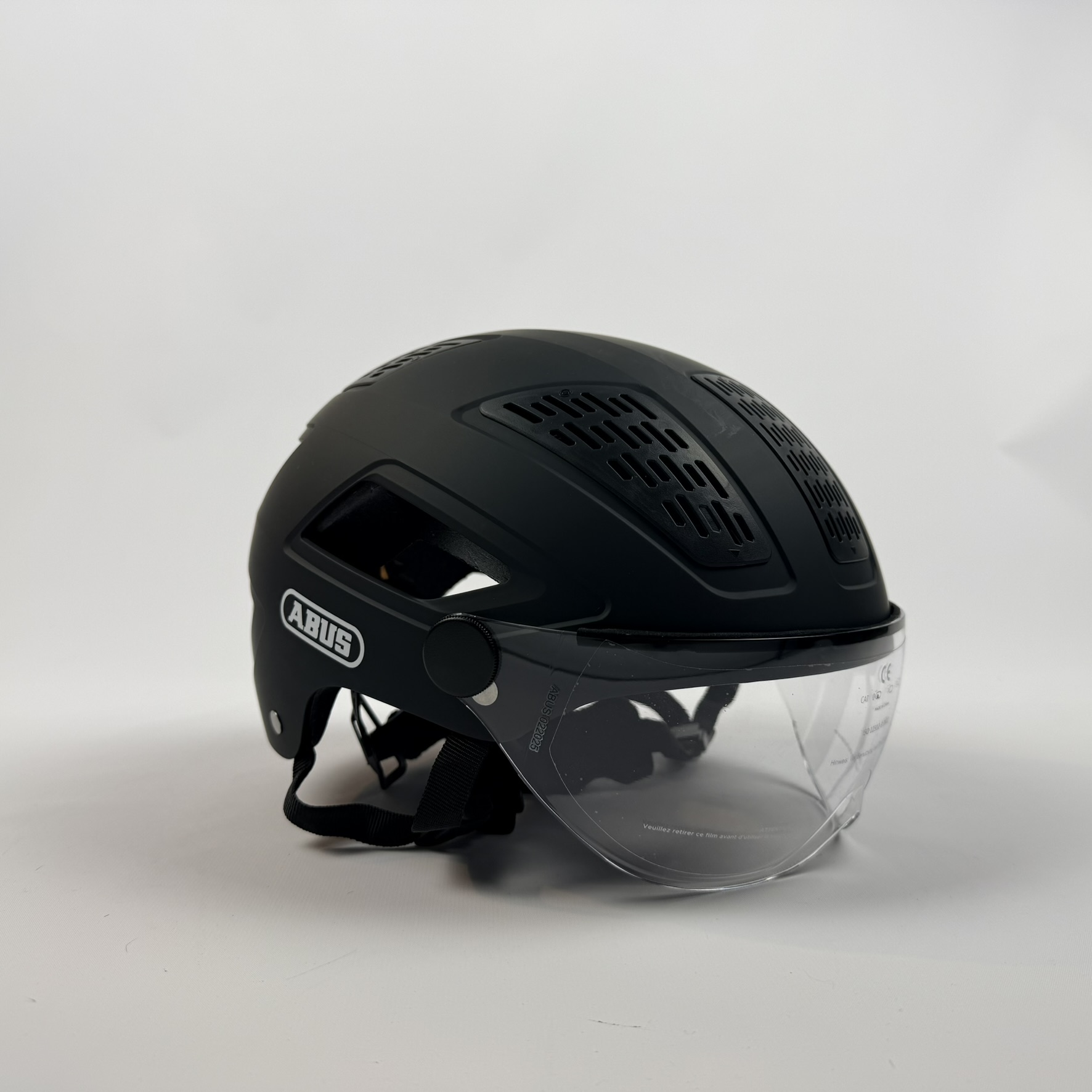 ABUS Hyban 2.0 ACE – kask rowerowy miejski z wizjerem i oświetleniem LED | Velvet Black | M (52–58 cm) - obrazek 2