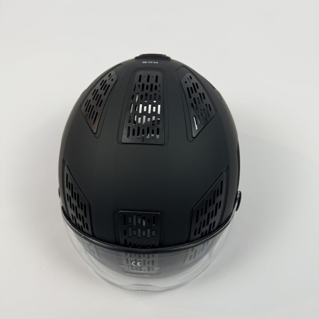 ABUS Hyban 2.0 ACE – kask rowerowy miejski z wizjerem i oświetleniem LED | Velvet Black | M (52–58 cm)
