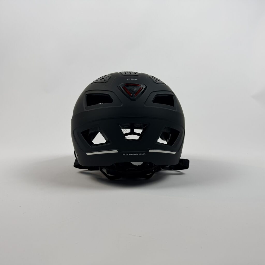 ABUS Hyban 2.0 ACE – kask rowerowy miejski z wizjerem i oświetleniem LED | Velvet Black | M (52–58 cm)