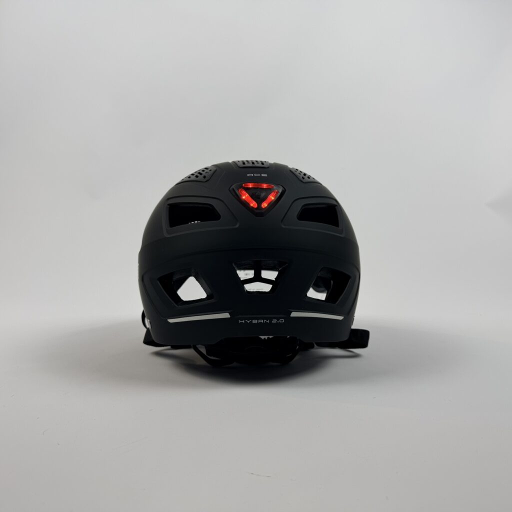 ABUS Hyban 2.0 ACE – kask rowerowy miejski z wizjerem i oświetleniem LED | Velvet Black | M (52–58 cm)
