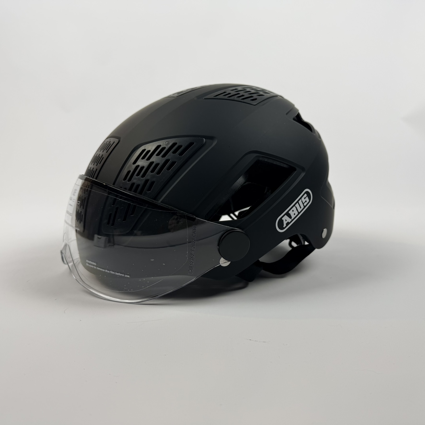 ABUS Hyban 2.0 ACE – kask rowerowy miejski z wizjerem i oświetleniem LED | Velvet Black | M (52–58 cm) - obrazek 7
